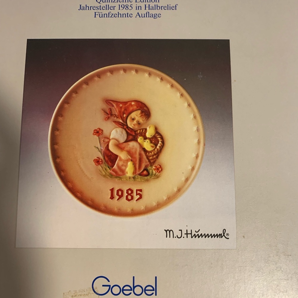 MJ Hummel Annual Plate 1985 - Picture 1 of 4